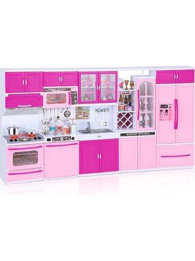 56PCS Kids Play Kitchen Set with Realistic Lights & Sounds - Fun Pretend Play
